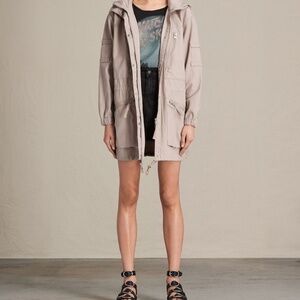 All Saints Skyler Parka Dusty Pink Long Cargo Jacket NWT Anorak Coat Sz XS